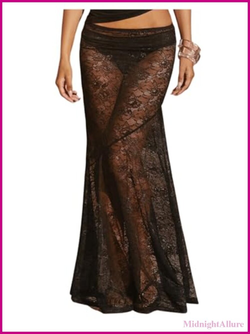 Sheer Floral Lace Maxi Skirt Bodycon Mermaid Fishtail